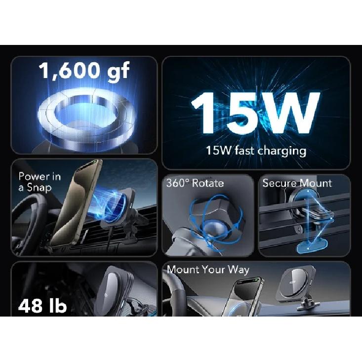ESR for MagSafe Car Mount Charger 15W Dashboard Magnetic Wireless Car Charger for iPhone 17/16/15/14/13/12 Car Accessory