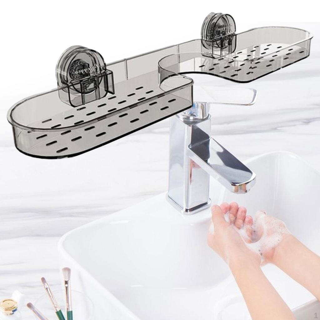 Suction Cup Kitchen Faucet Storage Rack Smooth Easy Clean to Install Stable Drain for