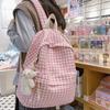 Chic Houndstooth Backpack For Women Korean Style High School College Girl Casual Trendy Bag
