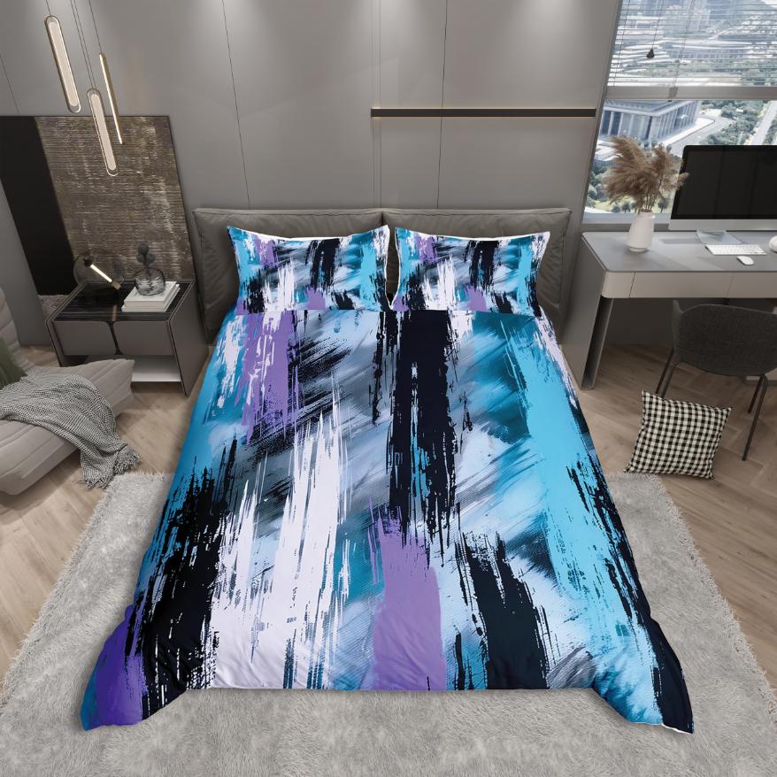 Comforter Homewish Modern Abstract Art Pink Orange Stripes Geometric Bedding Set Oil Printing Reversible Decor