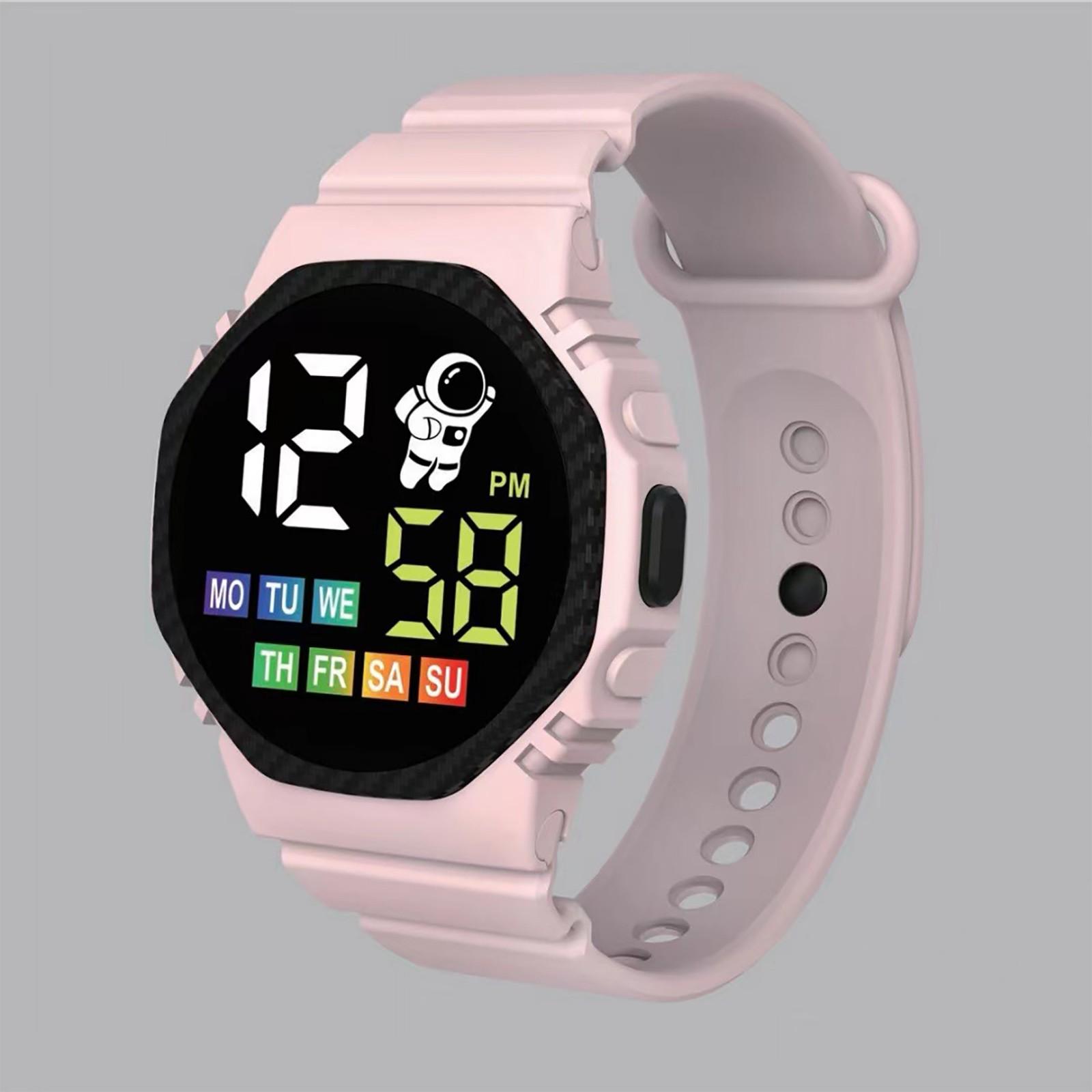 

Неделя дисплея детских спортивных часов, подходящая для уличных электронных часов для студентов One Size розовый