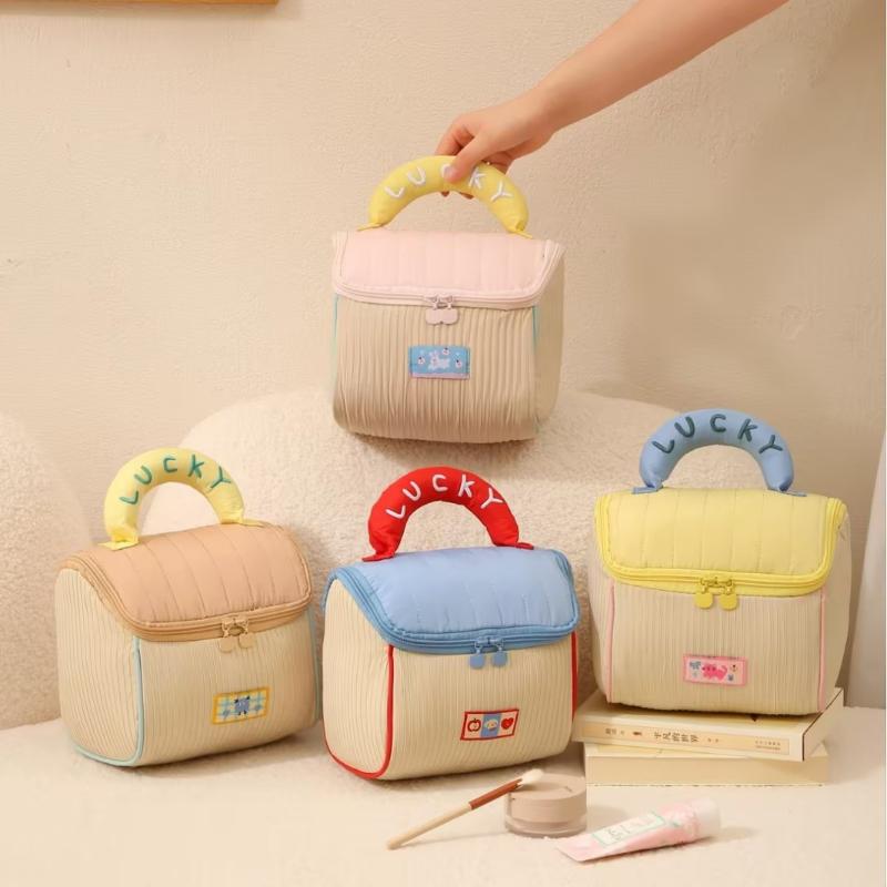 1Pcs Large Capacity Portable Handbag Cute Cottage Style Travel Cosmetic Bag Women Girls Skincare Wash Storage Toiletry Bag