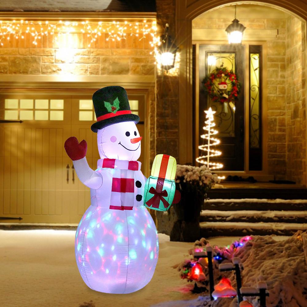 1.5m Christmas Inflatable Snowman Built-in Color Rotating LED Lights Ornament Xmas Party New Year Indoor Outdoor Courtyard Decor