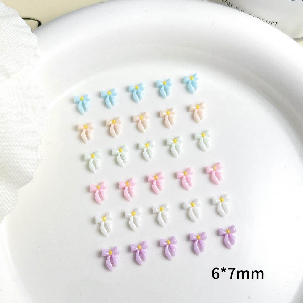 New Luminous Mini Macaron Color Bowknot Nail Art Accessories 3D Resin DIY Nail Tips