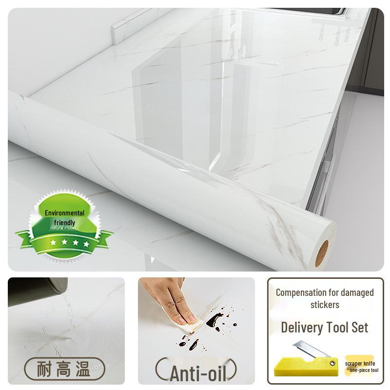 Oil-Proof Marble Kitchen Countertop Self-Adhesive Film with Aluminum Foil Backing and High-Temperature Resistance