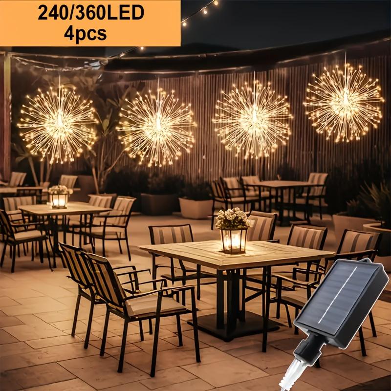 4/5pcs of Solar-Powered Outdoor Firework Lights, Featuring 240/360/450 LED Sparkling Starburst Sphere Designs, Available in Warm White, Multicolor