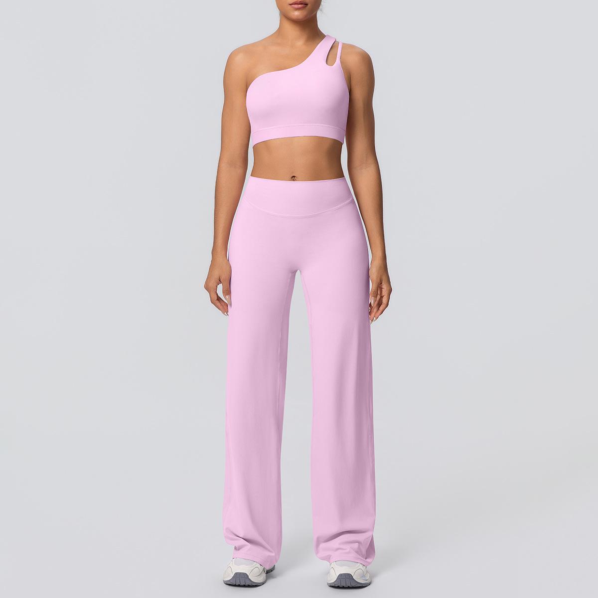 

Cross-Shoulder Sports Bra & High-Waisted Wide-Leg Pants Yoga Set XL