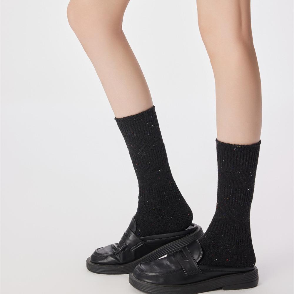 Color Dot Yarn Wool Socks Thickened Ankola Red Trend Retro Delicate Warm Women'S High Stack Socks
