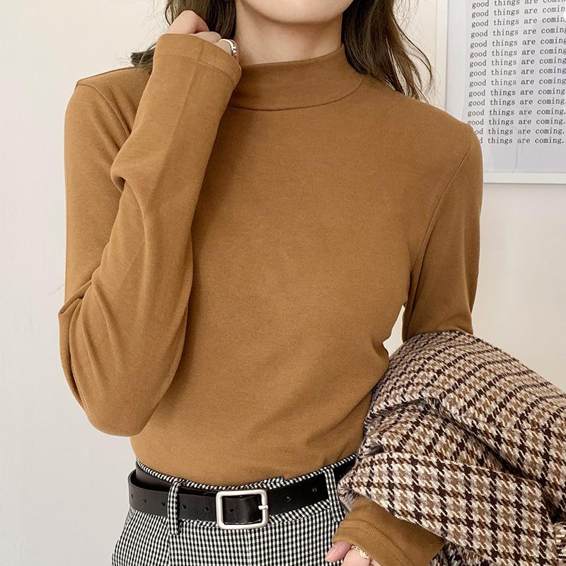 

Осенне-зимняя футболка с высоким воротом из немецкого бархата для женщин с новым стильным белым топом с длинными рукавами 2XL оранжевый