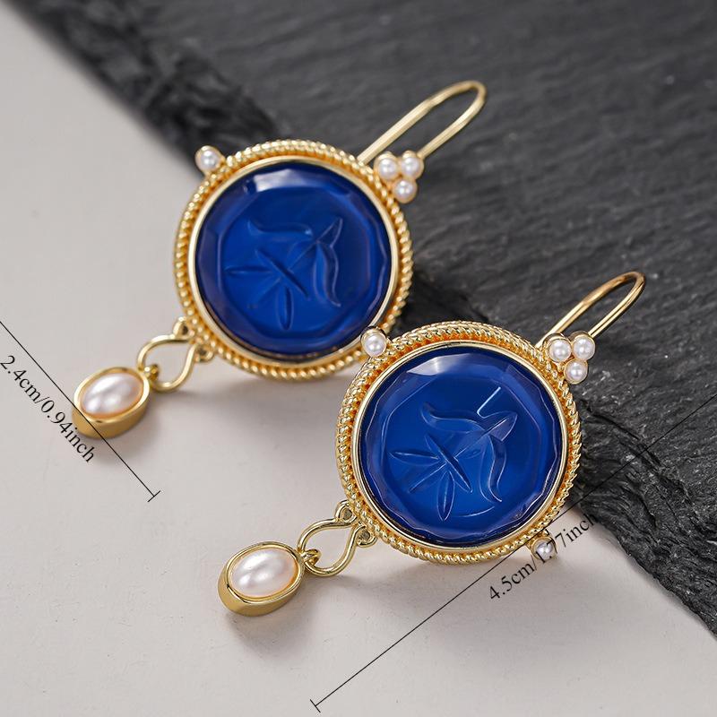 1 Pair, Stylish, Inlaid with Synthetic Zircon and Imitation Pearls, Vintage Earrings