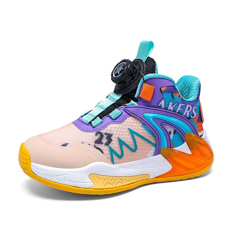 

Профессиональные детские баскетбольные кроссовки Модные кроссовки с застежкой-крутилкой для детей Дышащие Нескользящие Баскетбольные спортивные кроссовки для мальчиков и девочек 34