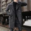 20 winter new double-breasted medium-length men's lapel woolen trench coat wish