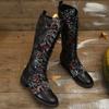 Fashion Women's Plus Size Knight Boots Embroidered Long Thigh Boots