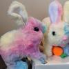 Electric Plush Rabbit Toy Jumping Moving Ears Nose Bunny Plushie Toddlers Interactive Simulation Stuffed Animal Toy with Sound