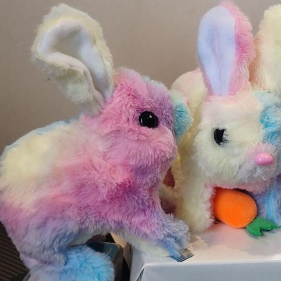 Electric Plush Rabbit Toy Jumping Moving Ears Nose Bunny Plushie Toddlers Interactive Simulation Stuffed Animal Toy with Sound
