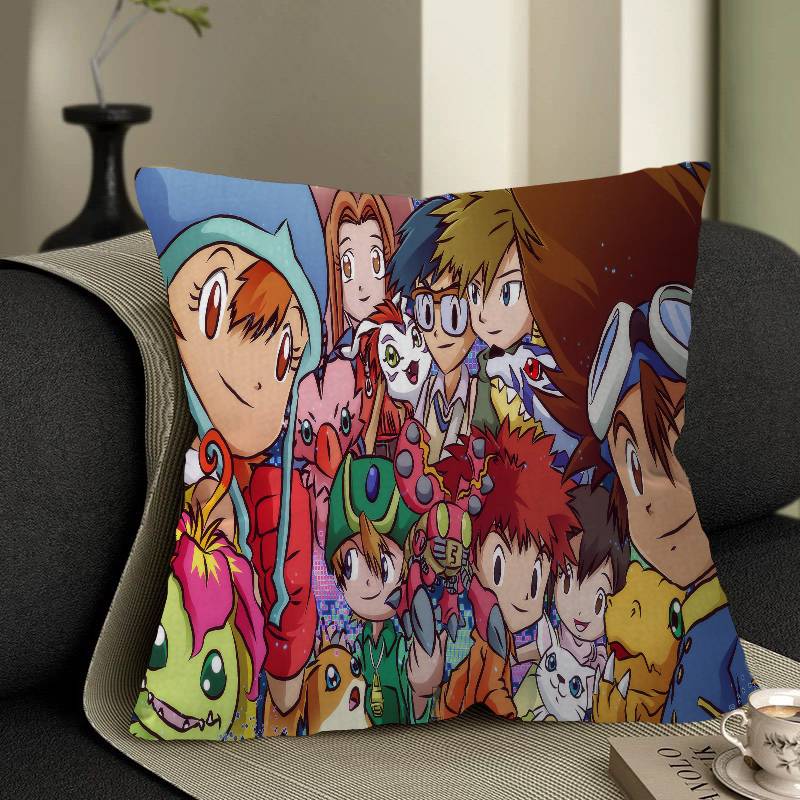 Cartoon B-Digimon Pillow Covers Cartoon Sofa Decorative Home Double-sided Printing Short Plush Cute Cushion Cover