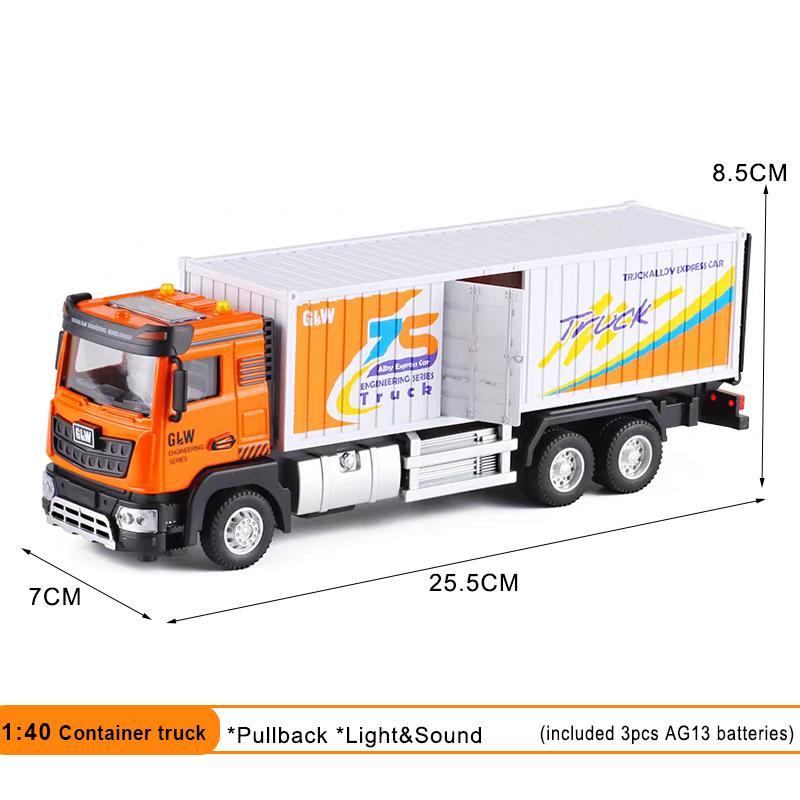 1:40 City Container Truck Sound and Light Model Transporter Car Play Vehicle Alloy+Plastic Diecast Toys Children Collection Gift