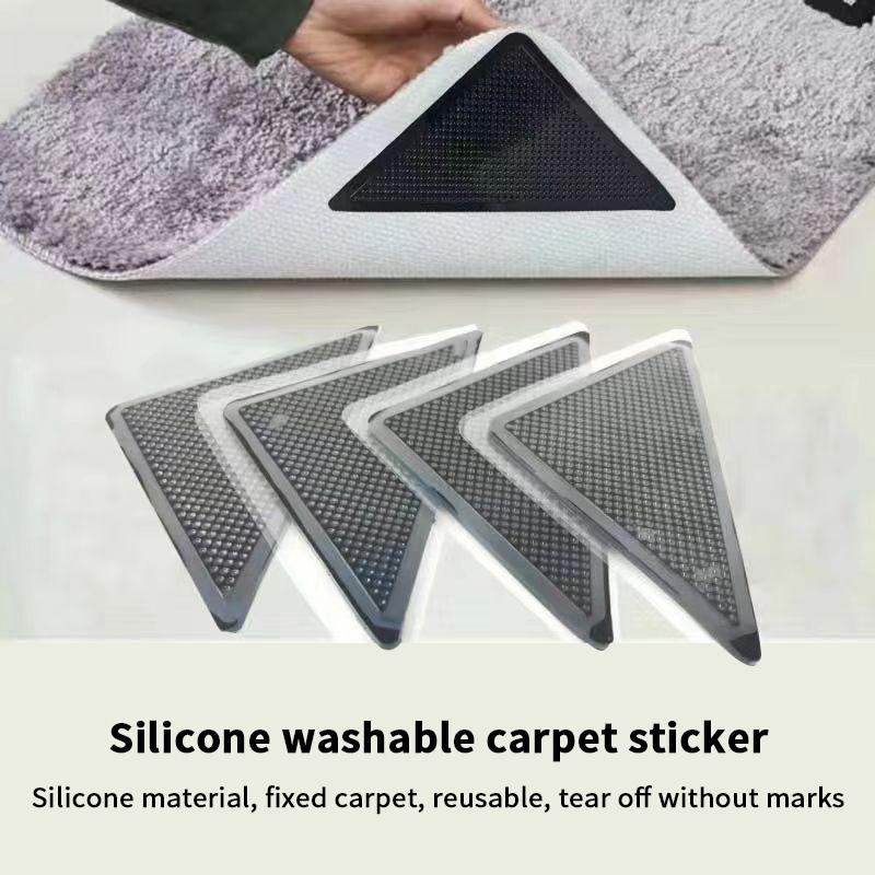 4/8 Buc. Autocolante Triunghiulare Antiderapante pentru Covor pentru Podea de Gresie, Colțuri de Covor, Lavabile și Reutilizabile, Paduri Fixe Nano Antiderapante