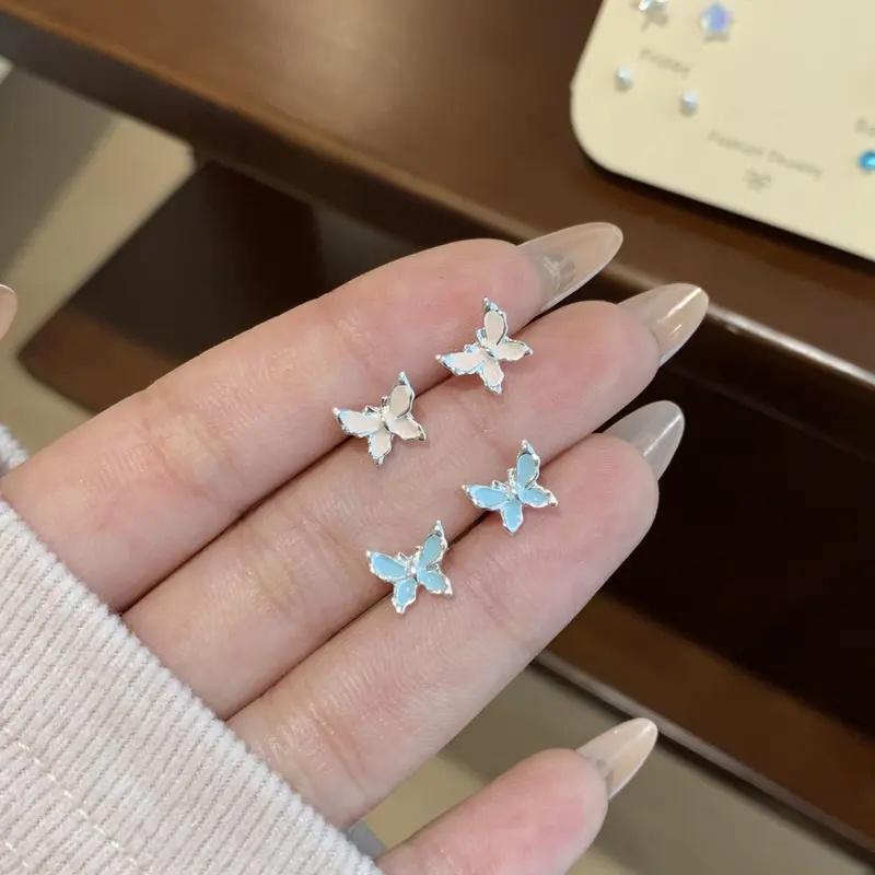7 Paar Schmetterlings-Steckohrringe Exquisites Mini-Ohrringe-Set Weihnachtsgeschenk für Damen Mädchen Modeschmuck
