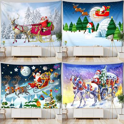 Kreslený vzor Santa Clausa Gobelín Domáca spálňa Obývacia izba Dekorácia steny Gobelín s vianočnou tematikou