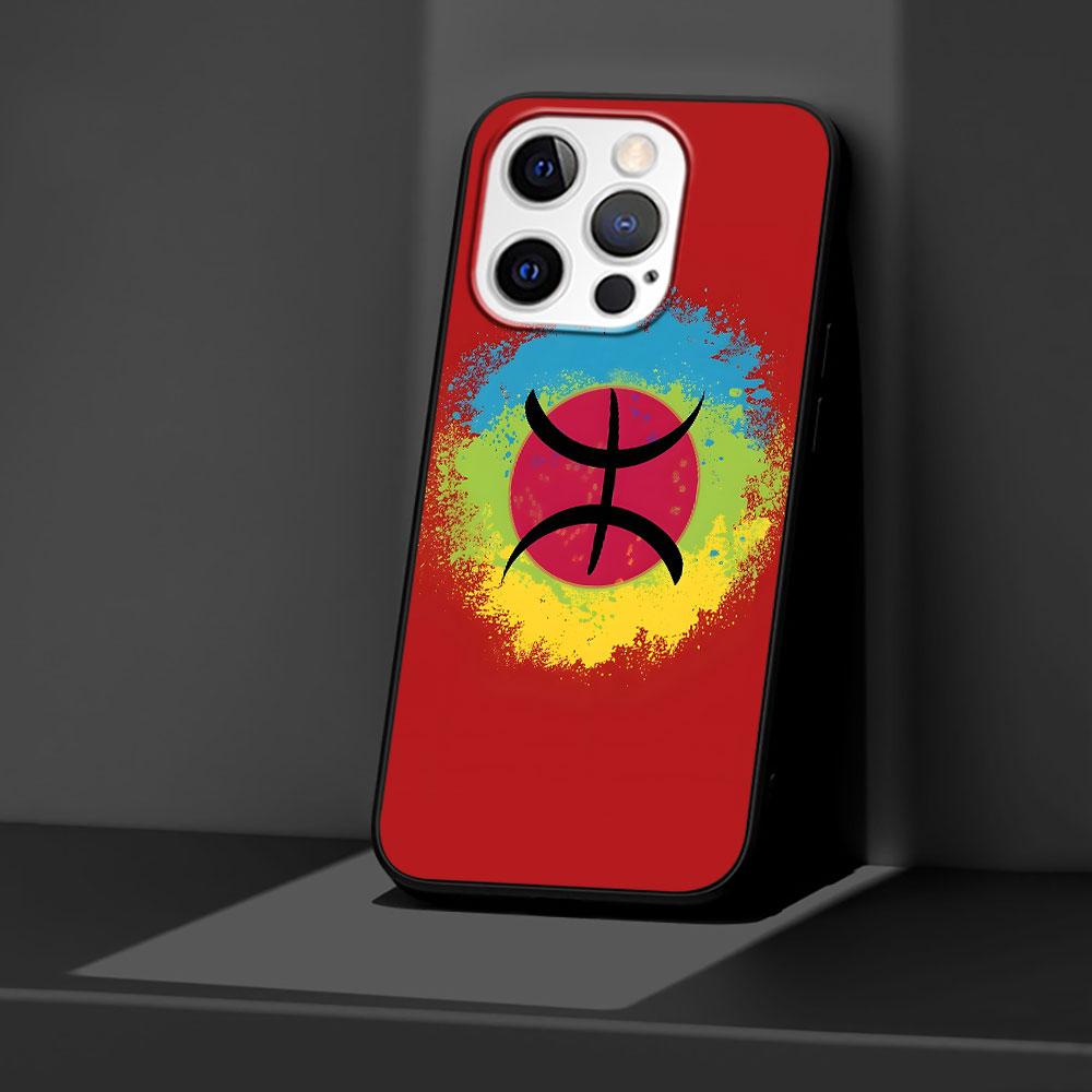 Amazigh Berber Flag Case for Apple iPhone 14 11 7 SE 2020 8 X XS 13 12 Mini XR 15 Pro Max Silicone Black Soft Phone Cover