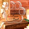 1pc Paw Print Acrylic Memorial Plaque, Transparent Dog Tribute Tabletop Decor, Indoor Pet Loss Sympathy Gift, No Electricity Needed 