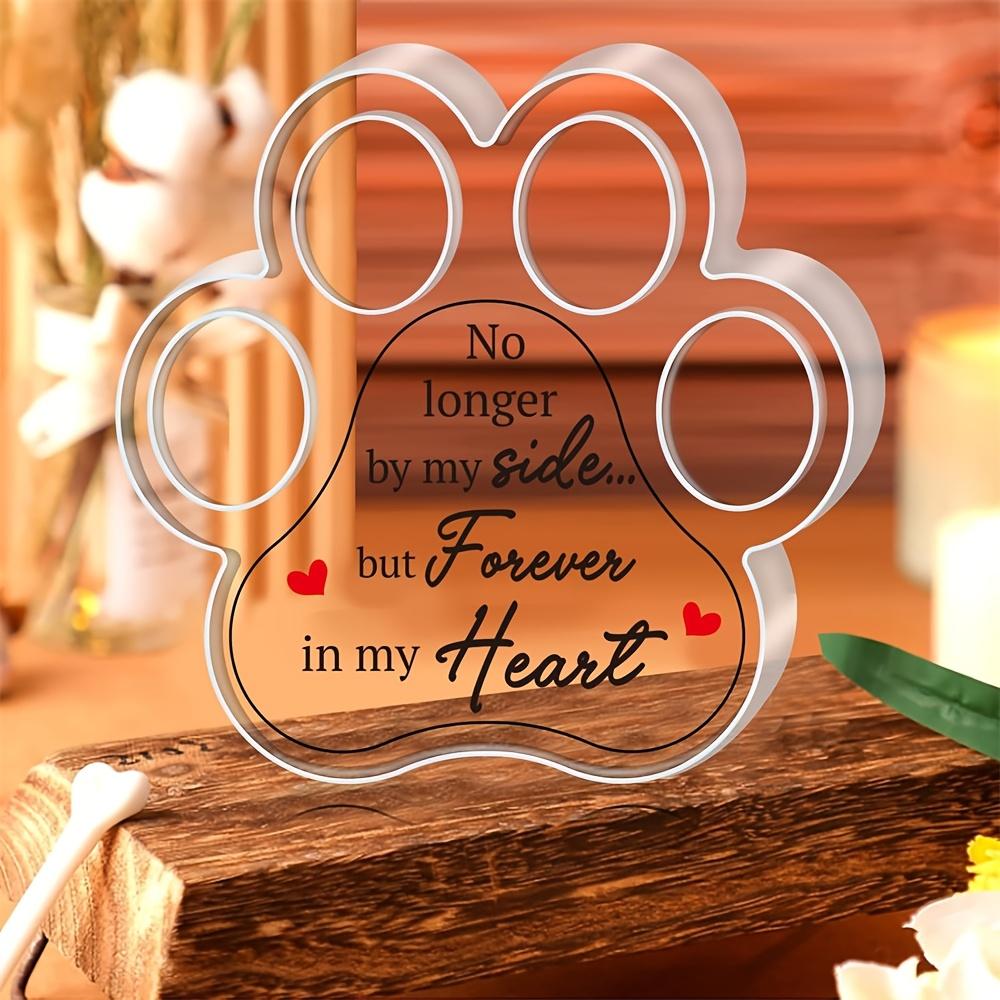 1pc Paw Print Acrylic Memorial Plaque, Transparent Dog Tribute Tabletop Decor, Indoor Pet Loss Sympathy Gift, No Electricity Needed