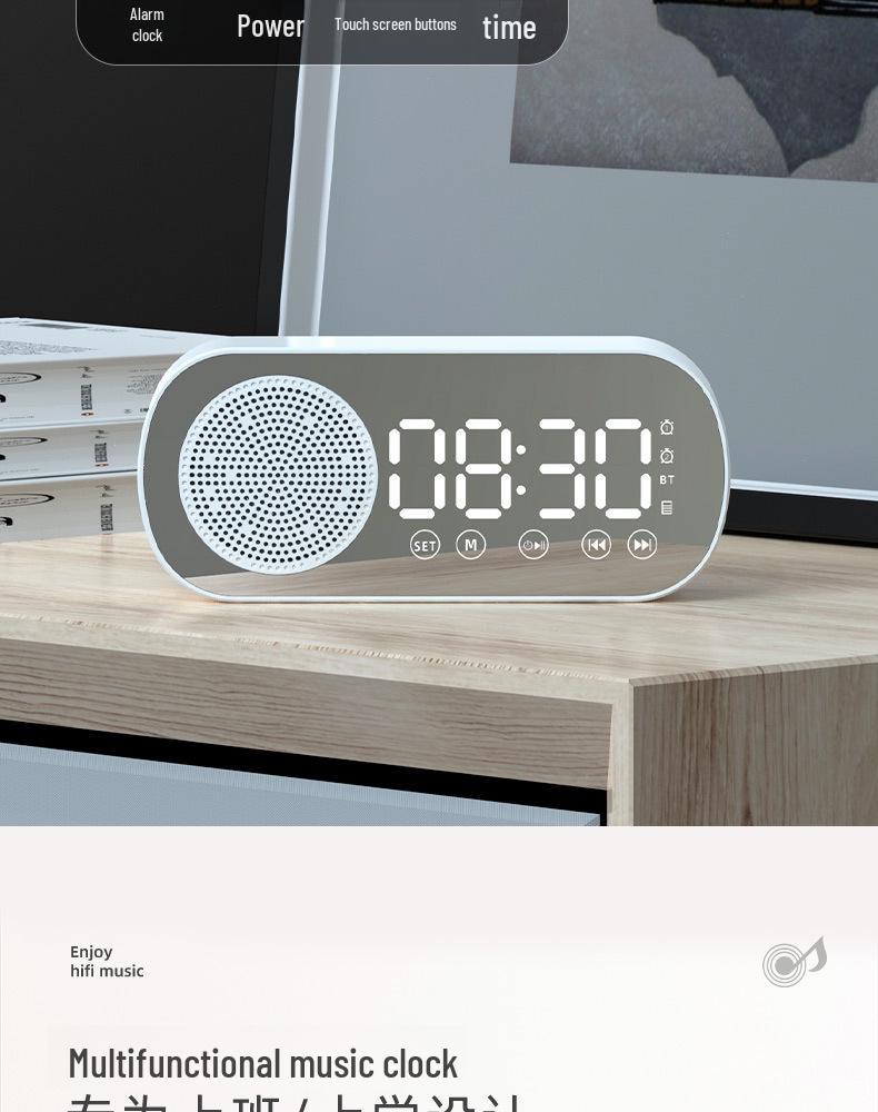 Bluetooth Alarm Clock Speaker with Heavy Bass and Smart Features