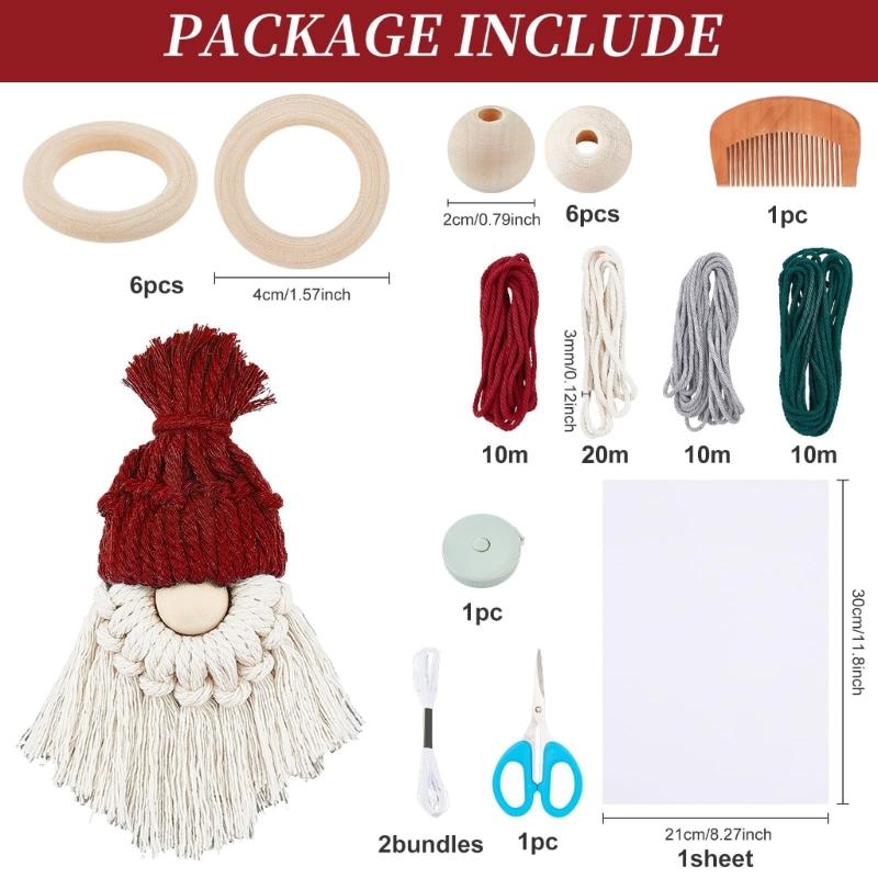 Weihnachtsmann DIY-Kits mit Anleitung, DIY Makramee Weihnachtsdekorationen