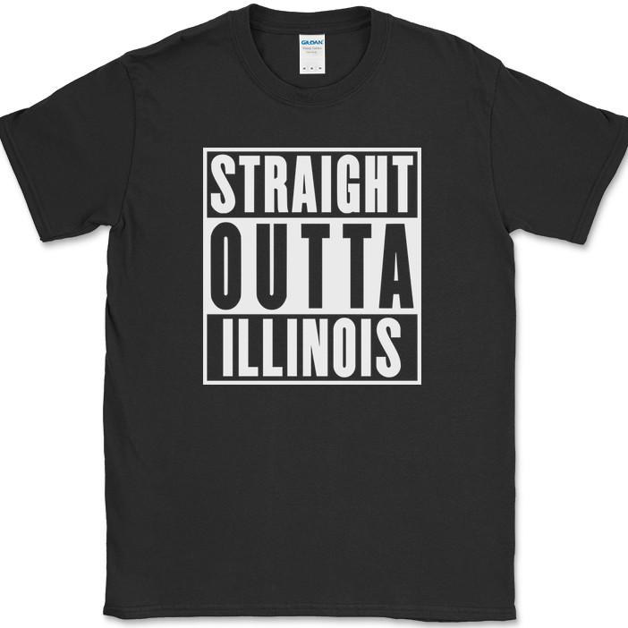 

Straight Outta illinois T-Shirt Funny State IL Humor Gift Novelty Text Tee L