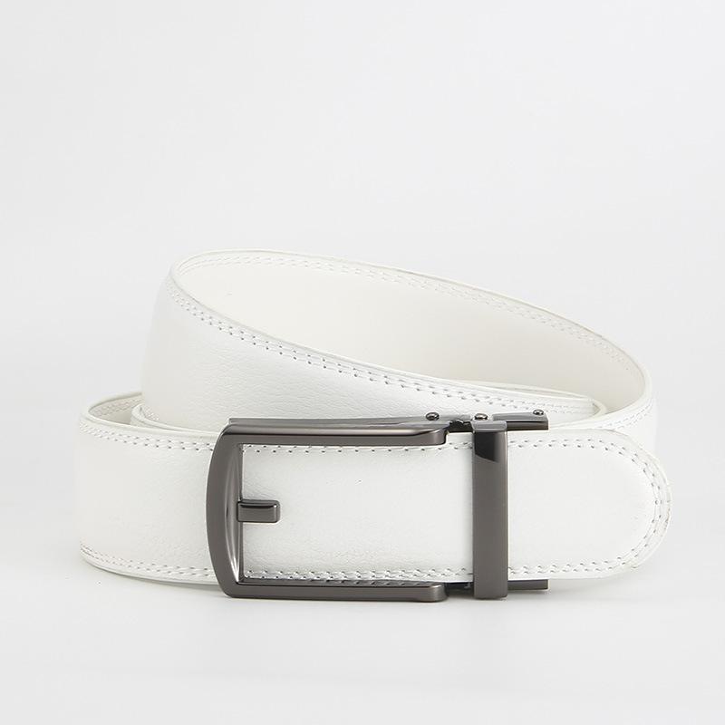 Dolly Road, Reverse Buckle Belt 3.5 Automatic Buckle Two-Layer Cowhide Belt, Men'S Leisure Belt