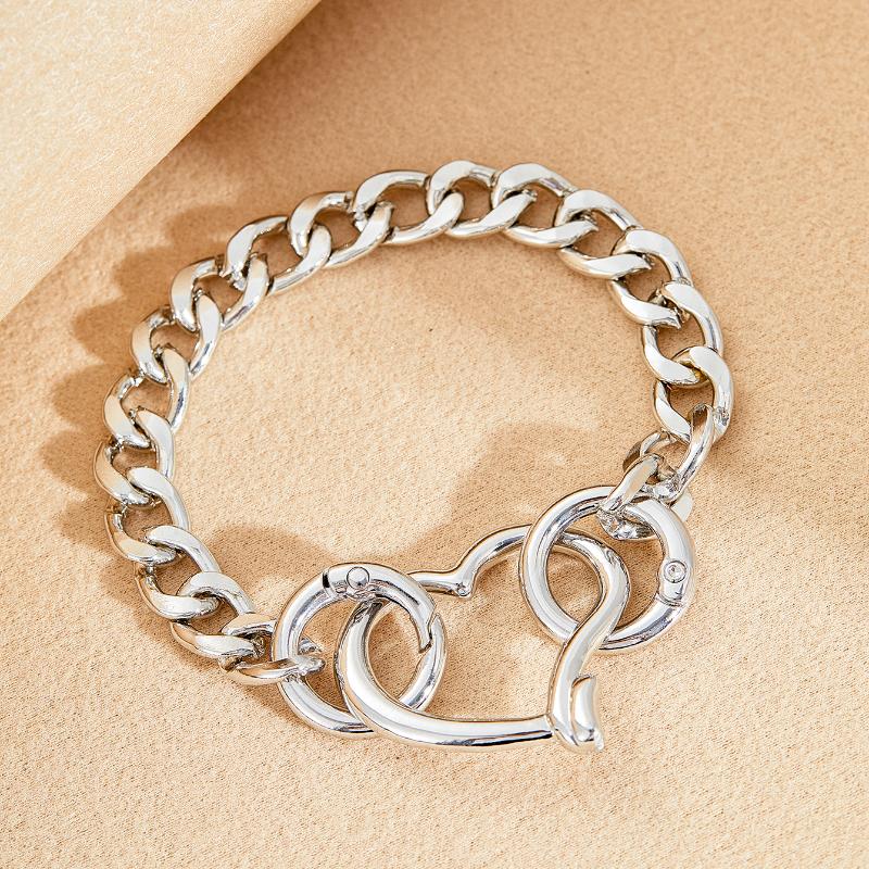 Punk  Elegant Hollow Love Bracelet Women  Men's Hip Hop Charm Jewelry Holiday Gift