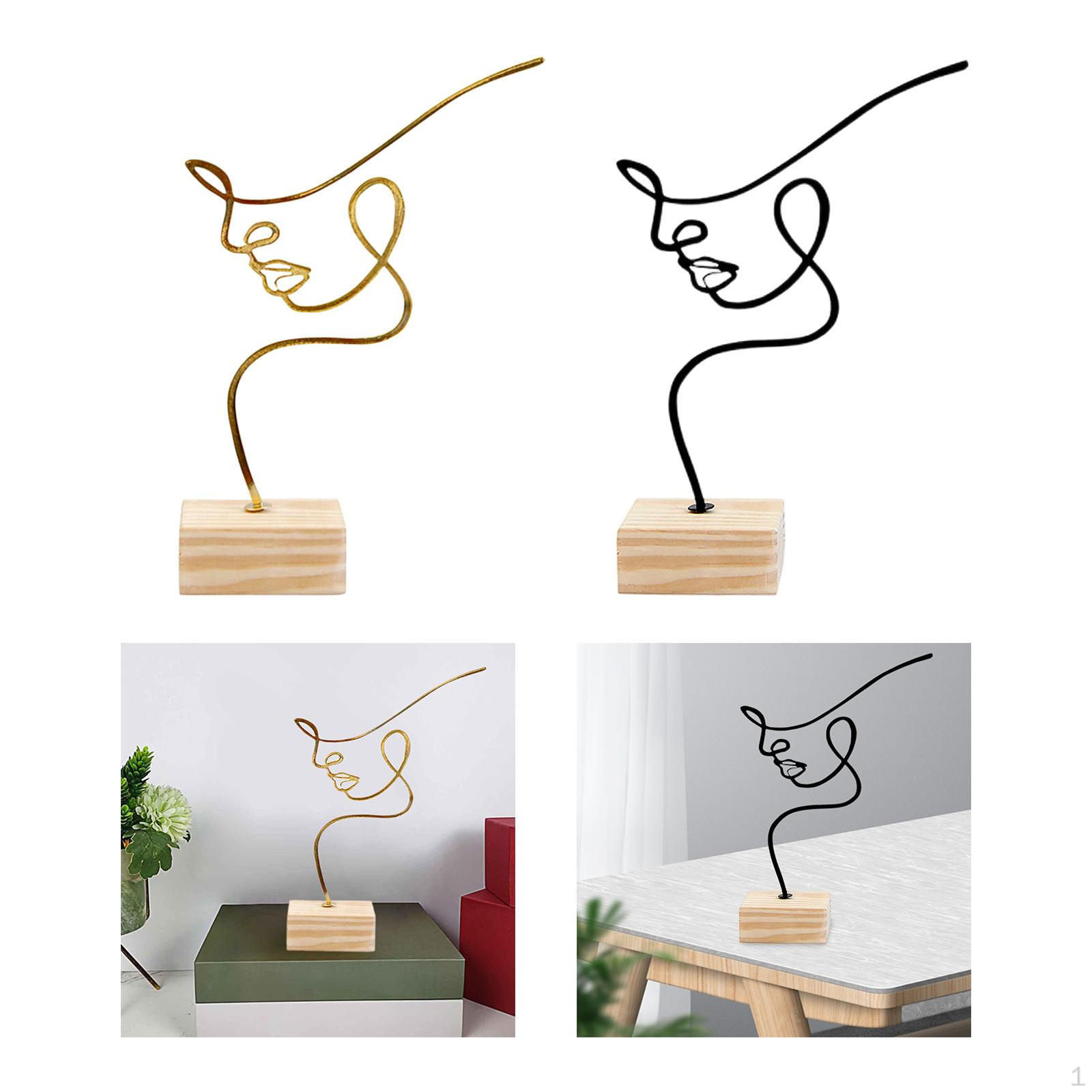 

2 шт. Металлическая минималистичная художественная скульптура, Абстрактная статуэтка из железной проволоки, геометрический линейный рисунок, Дом