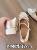 Inner Height Increase 7cm Satin Bow Mary Jane Women's Shoes High Heel 2025 New French Thick Heel Single Shoes Ballet Shoes