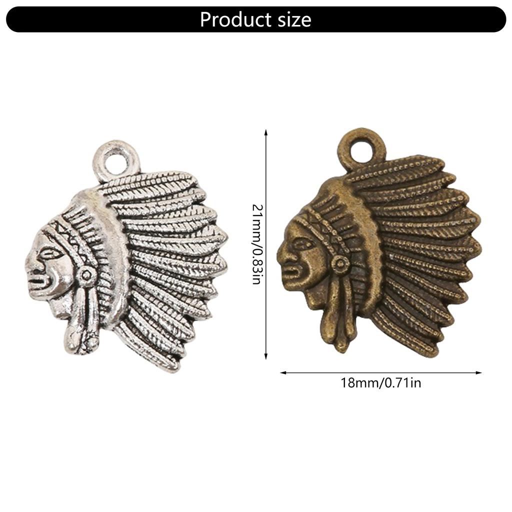 Pack of 30 Indian Chief Head Necklace Pendants Tribal Jewelry Findings Suitable for Jewelry Designing and Accessory