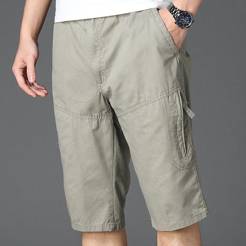 Men's Large Loose-Fit Summer Cotton Overalls - Casual Mid-Length Shorts