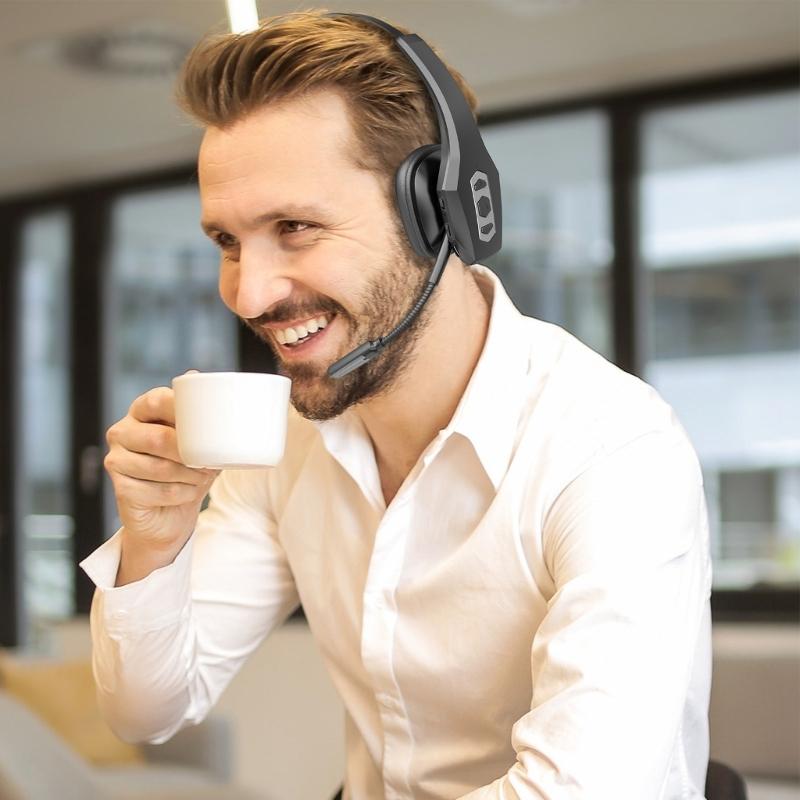 Wireless Noise Cancelling Headset Featuring Charging Base and Extended Battery Life for Clear Communication