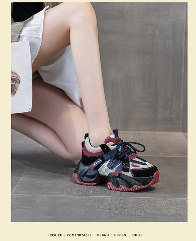 Spring and Autumn New Ins Trendy Cool Thick Bottom Dad Shoes Women's Colorful Versatile Small Height Increasing Sports and Leisure Shoes