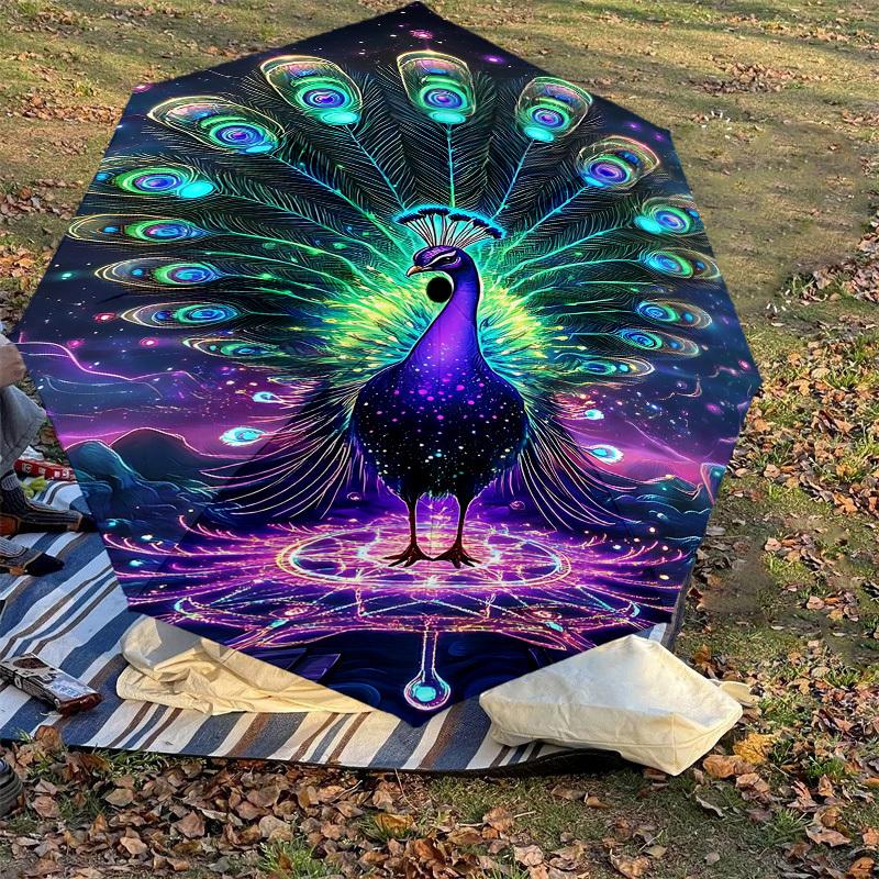 1pc peacock colorful Automatic Open/Close Umbrella with Windproof, 8-Rib Sturdy Canopy, Durable Ribs, Fashionable Design1212A