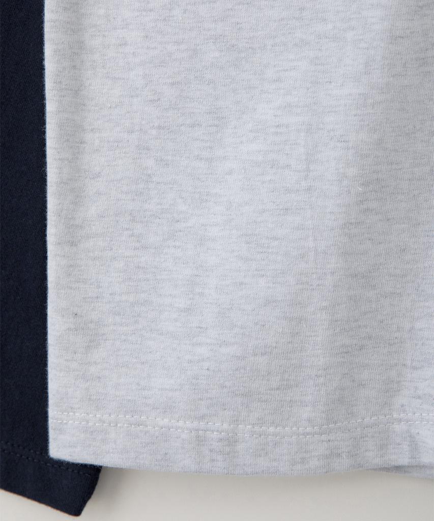 Sseomweeobeoteo Wave Logo Raglan Long Top - White Melange(Navy)