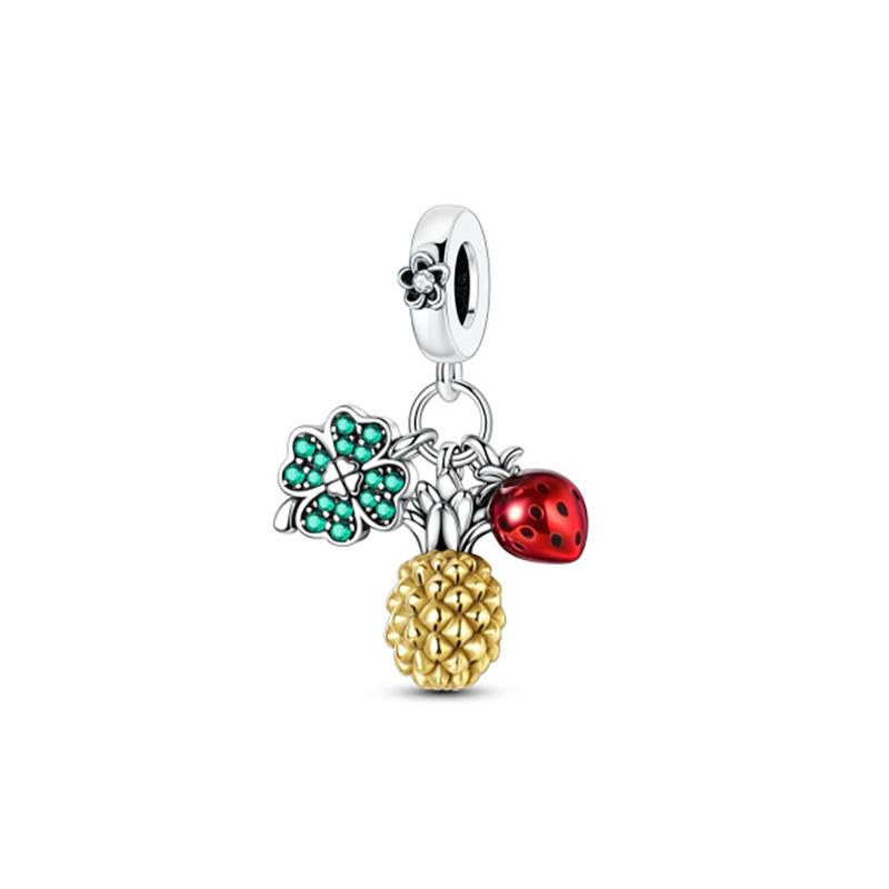 925 Silver Fruit Charms Pendants Strawberry Cherry Avocado DIY Jewelry Fit Bracelets Women Birthday Gift Fine 100% Sterling Silver