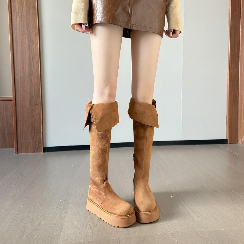 

Hengzhan Lamb Fur Snow Boots Women s 2025 Winter Thick-soled Suede Two Wear Fleece Boots Skinny Over-the-Knee Boots 40