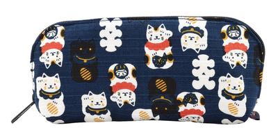 Wabunbiyori Eyeglass Japanese Japanese Made In Animal Shiba Zipper Maneki Navy Blue Case, Style, Pattern, Japan, Designs Inu, Cat, Rabbit, Panda,