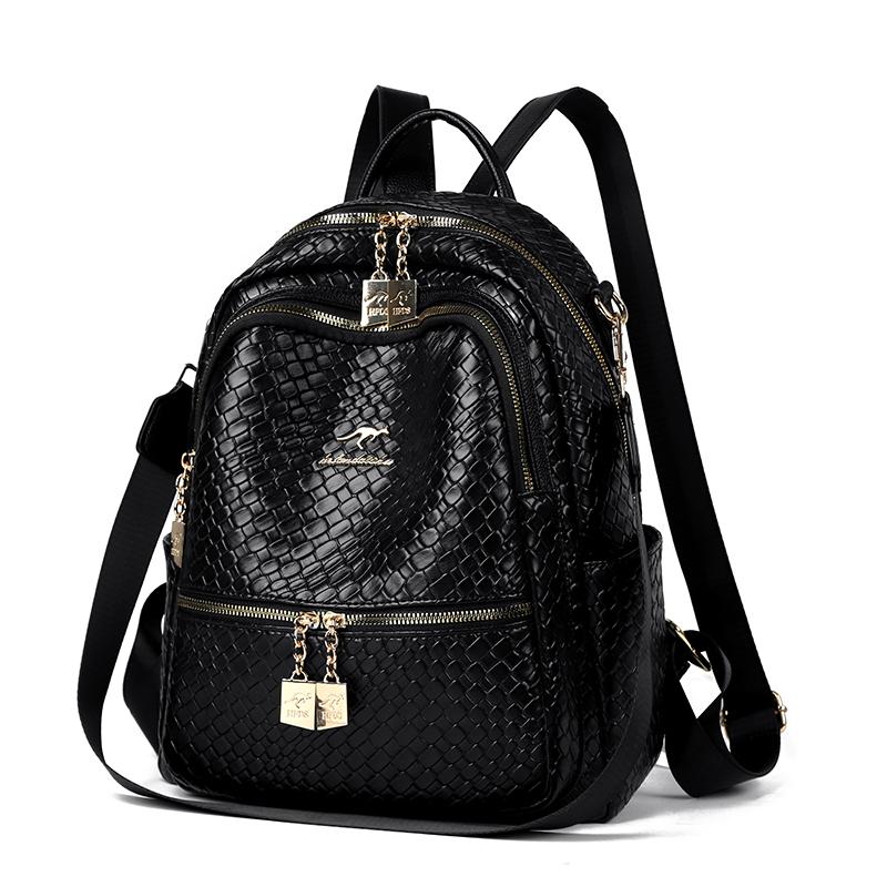 

Рюкзак с плетеным узором, женский многофункциональный рюкзак большой вместимости, дорожный школьный рюкзак для студентов чёрный