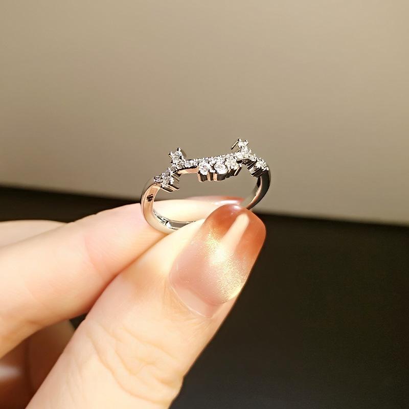 Creative 3-In-1 Crown Ring Women'S Sansheng Iii Combination Live Flower Crown Stacked With Diamond Ring Gift