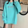 Women's Lake Blue Retro Street Style Korean Loose Sweatshirt