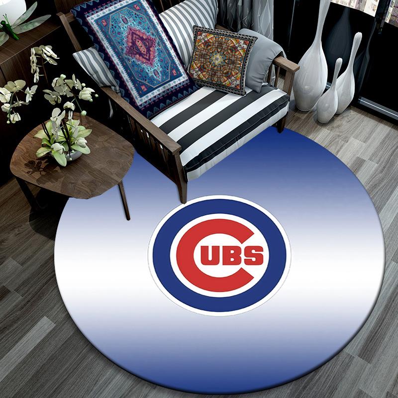 Chicago Cubs Round Area Rug,Carpet Rug for Living Room Bedroom Sofa Playroom Decor,Non-slip Floor Mat