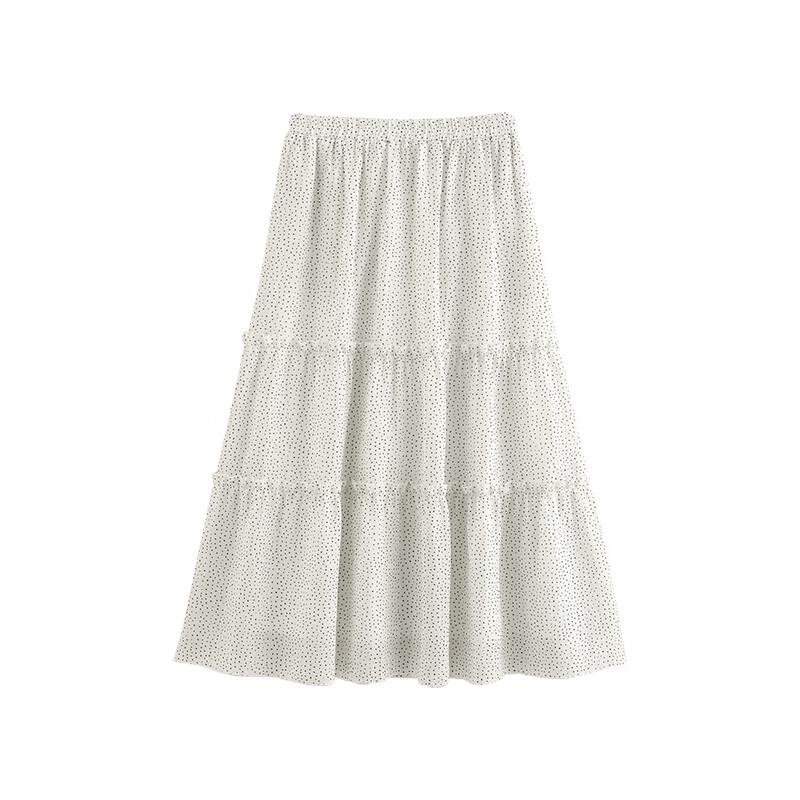 Women's French Polka Dot A-Line Midi Skirt