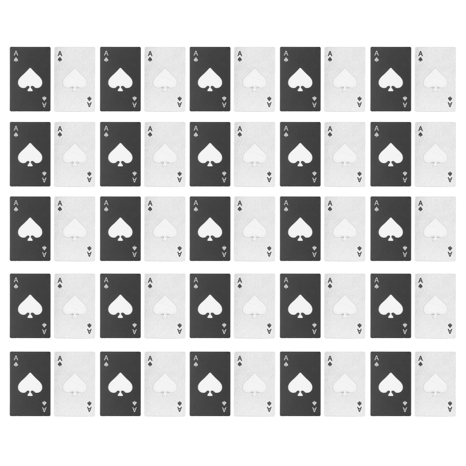 50Pcs Poker Card Bottle Opener Stainless Steel Multifunction Metal Card Flat Bottle Opener for Home Bar Party Panic