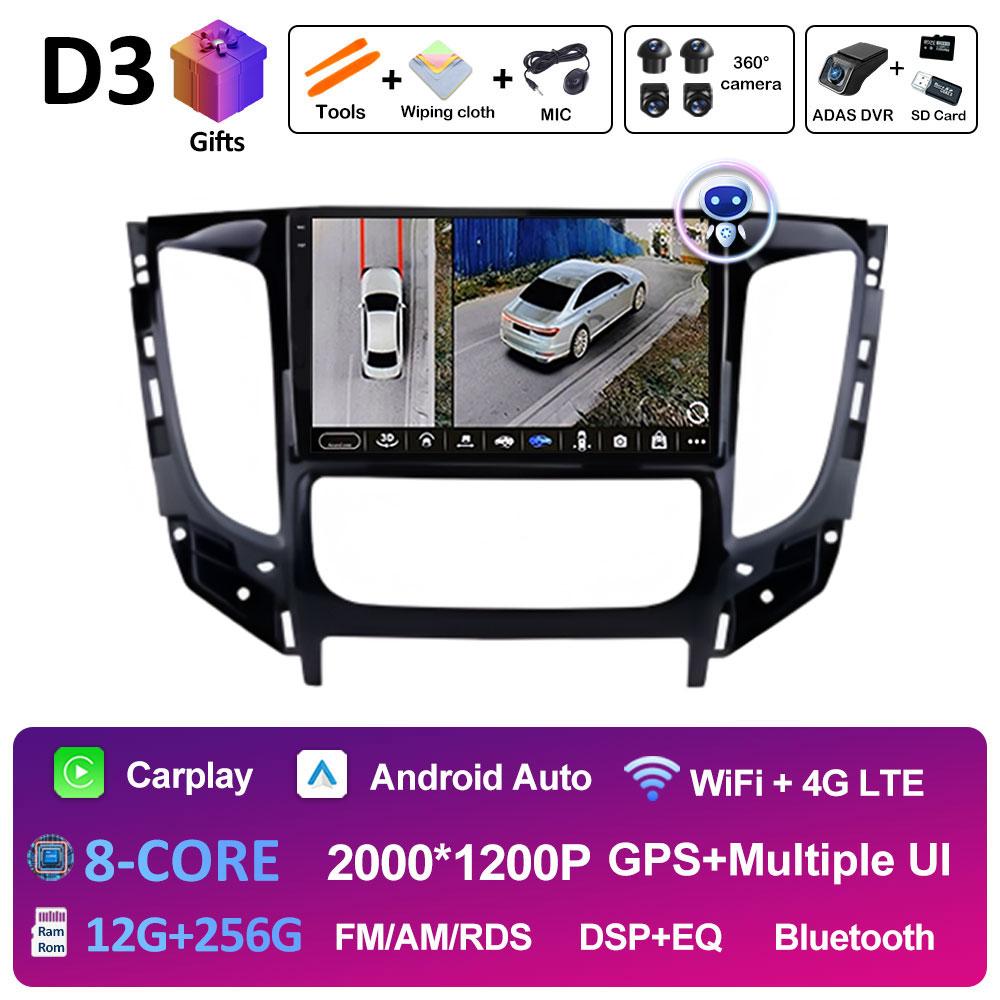 Car Multimedia Video Radio Player For Mitsubishi Pajero Sport 3 L200 5 Triton 3 2015 2016 2017 - 2019 Wireless Carplay Head Unit